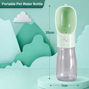 Mint green portable pet water bottle designed for outdoor pet hydration.