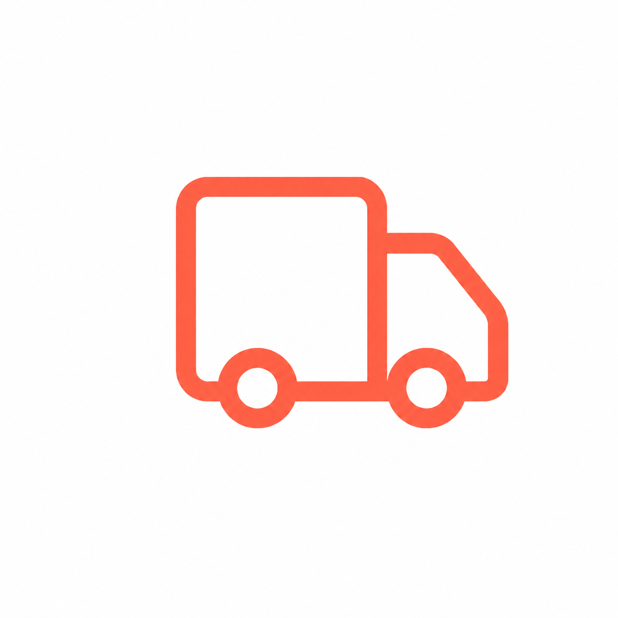 Red outline of a delivery truck on a white background