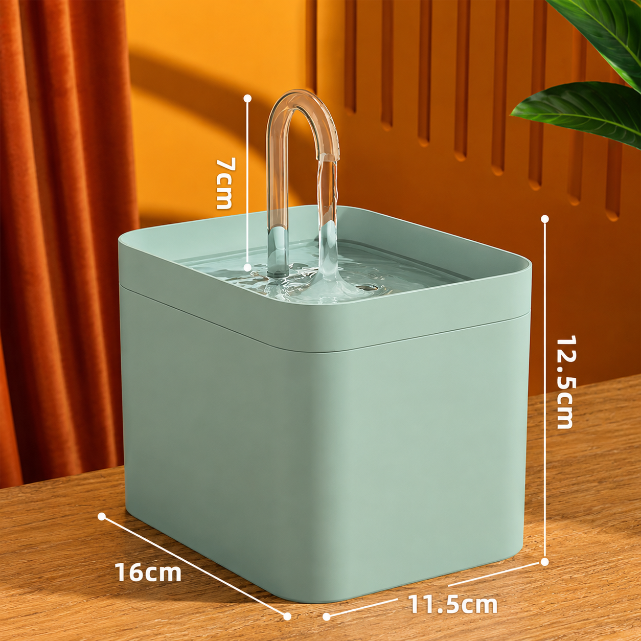 Green Automatic Cat Water Fountain featuring quiet water circulation and modern design for cats and small pets.